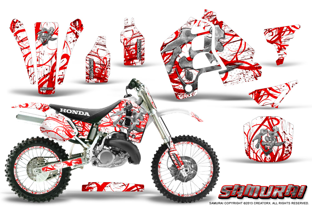 Honda CR500 Graphics Kit Samurai Red White NP Rims